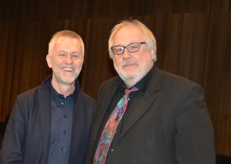 Anwesende Komponisten setzen jedem Konzert die Krone auf. Bernd Franke und Richard Dünser haben dem "Ensemble Pagon" Kompositionen auf den Leib geschrieben.