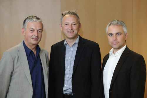 Der Vorstand des Symphonieorchesters Vorarlberg: Präsident Eduard Konzert (Mitte) und die beiden Vizepräsidenten Peter Schmid (links) sowie Manfred Schnetzer (rechts). (Foto: Dietmar Stiplovsek)