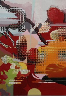 Stefan Kübler: Rote Pillen, 2006. Collage, Acryl auf Holz