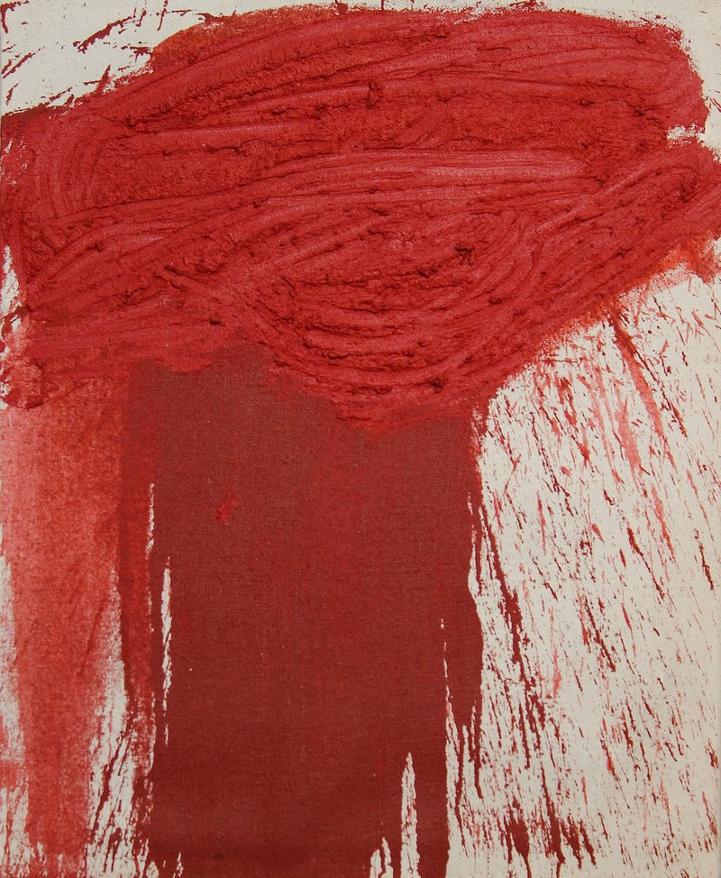 Galerist Gerhard Sommer von "Kunst & Handel" zeigt unter anderem Farbschüttbilder des Wiener Aktionisten Hermann Nitsch