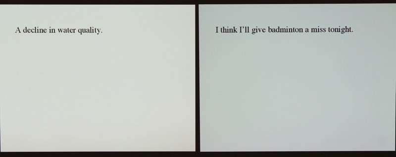 Dani Gal: "i.e. (screensaver version x2", 2013 (Diaschau auf zwei Beamern) (Fotos: Karlheinz Pichler)