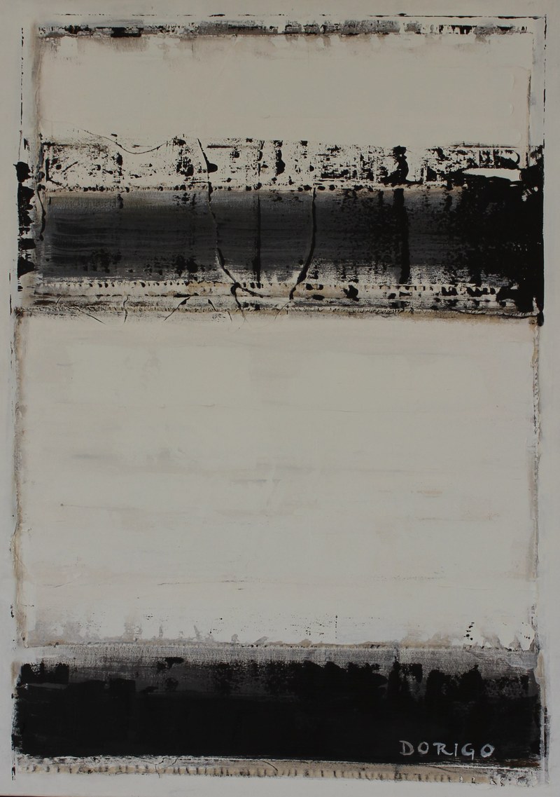 Ursula Dorigo: "Rheinufer", Mischtechnik, 2012
