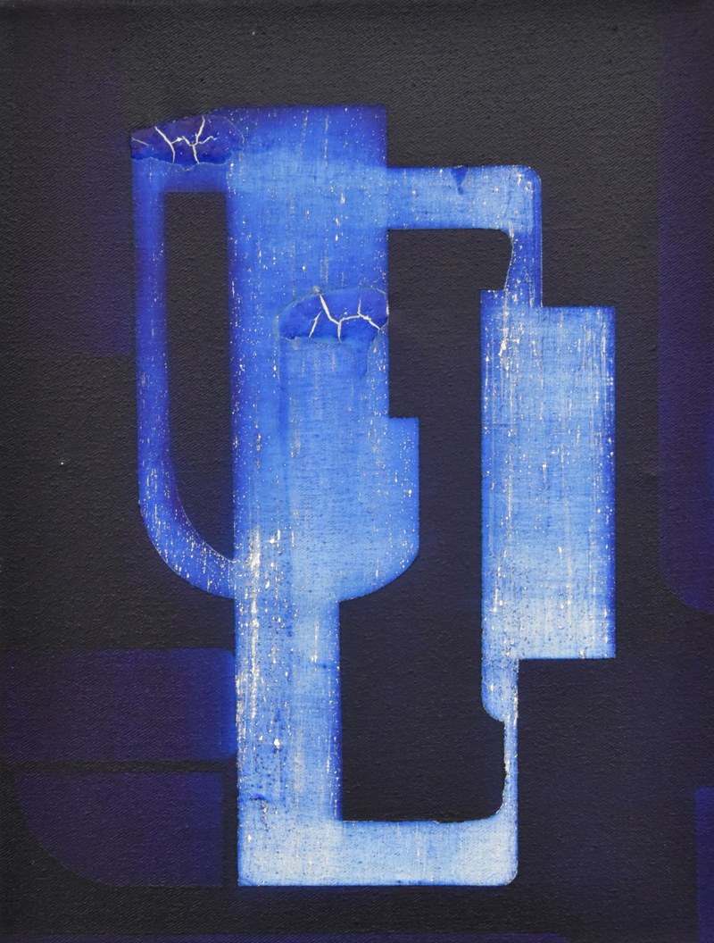 Martina Steckholzer: Warte, 2012 (Pigment, Öl auf Baumwolle)