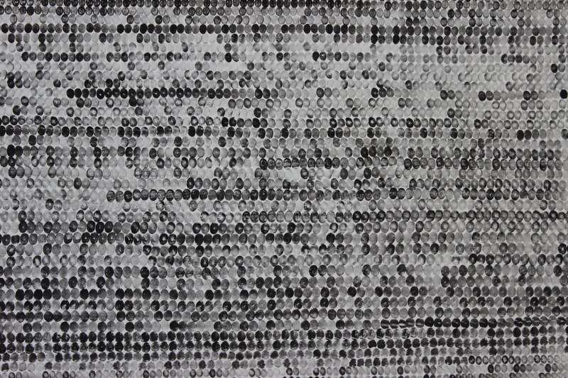 Christian Hörler: Ohne Titel. 2016. Kartoffelstempel, Linoldruckfarbe auf Wand - Ausschnitt
