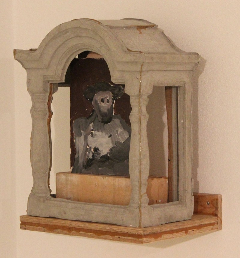 Christoph u. Markus Getzner: "Der vorletzte Bergbauer". 2015, Holz, Papiermasché, Eitempera