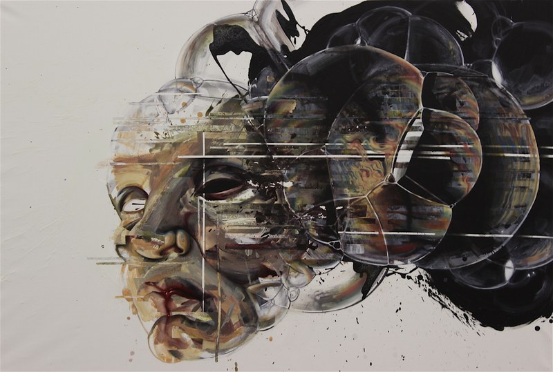 Susanne Kircher-Liner: "Innen Außen". 2016, Öl, Acryl auf Leinwand