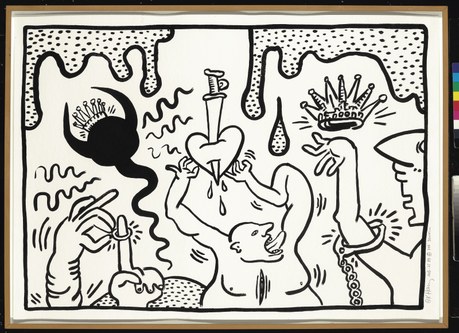 Keith Haring, o.T., Schwarze Tusche (Sumi) auf Papier, 1988 (© The Estate of Keith Haring)