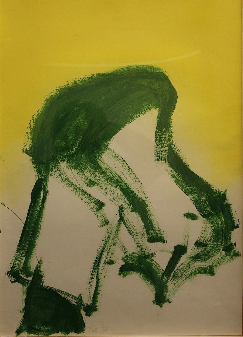 Christian Ruschitzka: Aus der Serie "Die Jäterin" (John-Deers-Farben auf Papier)