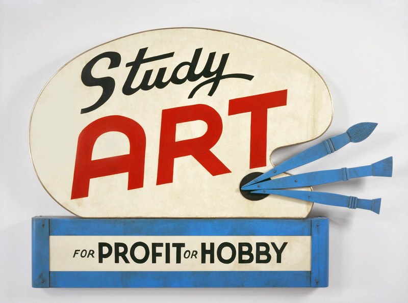 John Waters; "Study Art Sign (For Profit or Hobby)", 2007 (Acrylurethan auf Holz auf Aluminium), Unikat aus einer Serie von 5 mit je anderem Wortlaut, Privatsammlung, © John Waters (Fotos: Kunsthaus Zürich)