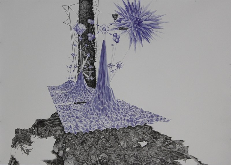 Heiko Blankenstein: Wendelstein 7-X, 2012, Kugelschreiber u. Tusche auf Papier