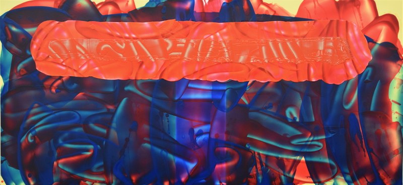 David Reed: Nr. 697, 2015-2018. Öl, Alkyd und Acryl auf Polyester