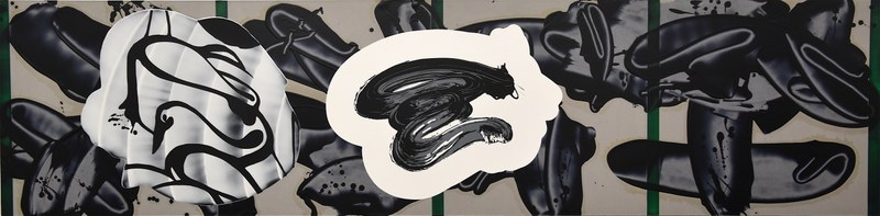 David Reed: Nr. 693, 2017-2018, Alkyd u. Acryl auf Polyester
