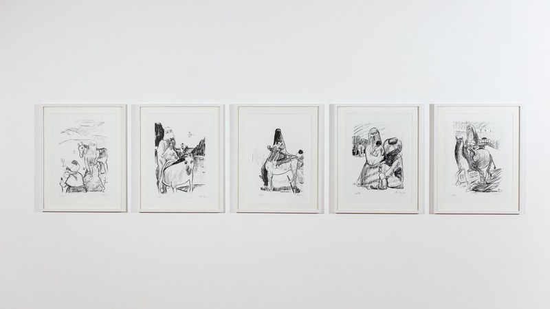 Siegfried Anzinger: Flucht, 5 Lithografien (© allerArt / Erhard Sprengel)