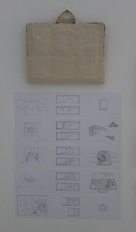 Barbar Graf: Konturen/Installation (Detail), 2005/2013 (Baumwolle, Haken und Ösen, Garn, Reißverschluss, 45 Teile)