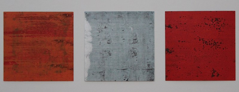 Paolo Masi: Farbe auf Plexiglas, je 50x50 cm