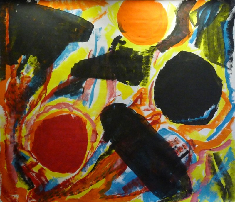 Martin Frommelt: "Ohne Titel" (Kosmisches), 2011, Acryl auf Leinwand, 300x320 cm