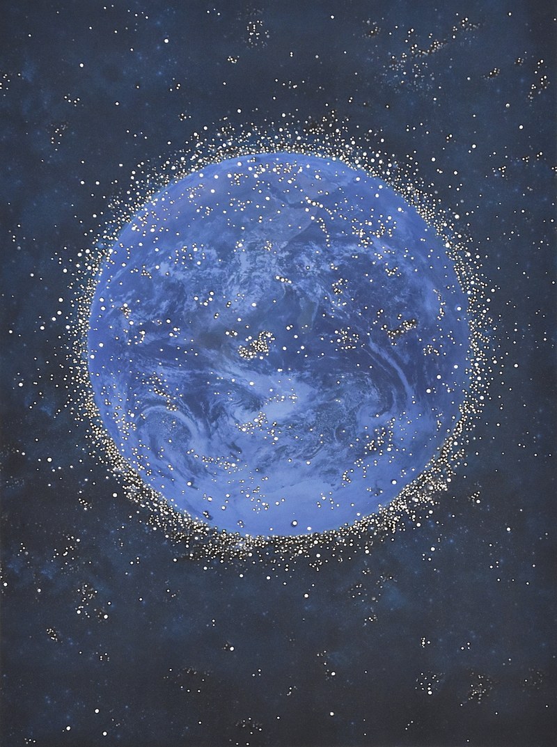 Christine S. Prantauer: Blauer Planet 3, Debris Space, Digitalmontage, 140 x 185, 2019