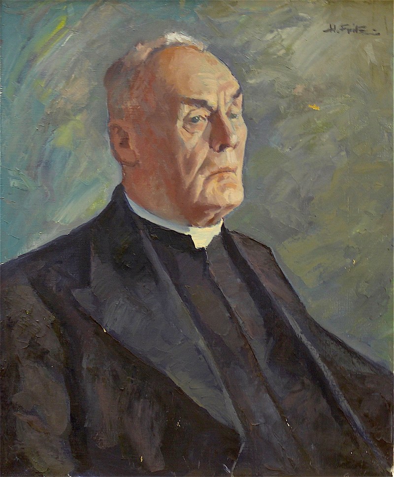Hubert Fritz: o.T. - Porträt Prälat Dr. Jakob Butzerin. Acryl auf Hartfaserplatte