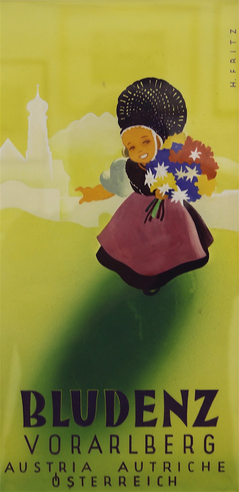 Hubert Fritz: Gebrauchsgrafik. Spritztechnik auf Papier. Bludenz Tourismus