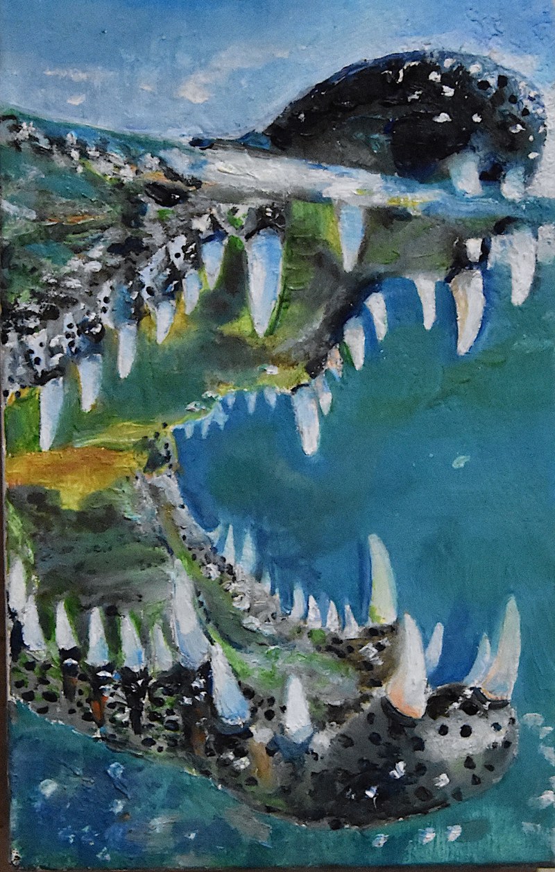 Amrei Wittwer: "Charybdis", Öl auf Fichtenholz (© Karlheinz Pichler)