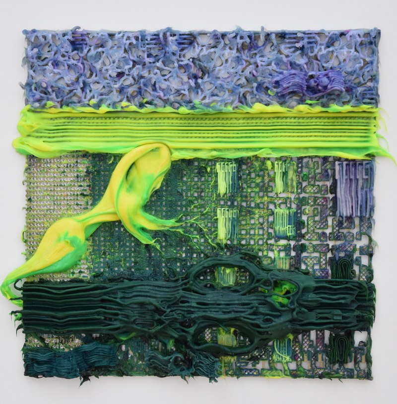 Fabian Marcaccio: Paintant, 3D-Druck Plastik, Alkyd-Malerei, Silikon