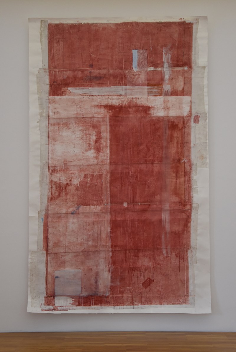 Christoph Luger: Ohne Titel, Leimfarbe auf Papier/Collage, 2012, 390 x 230 cm