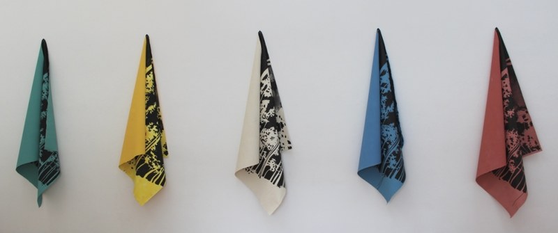 Regina Zachhalmel: "trees beyond". 5-teilige Installation, Acryl, Tusche, Molino, 2015