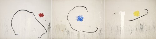 Joan Miró: L'Espoir du condammné à mort I-III, 1974, Triptychon (Fundacio Joan Miro, Barcelona. Copyright: Successio Miro, ProLitteris, Zürich)