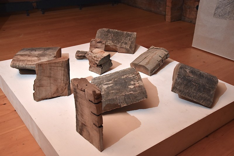 Gertrud Kohli: 9 Holzobjekte, 2014, Schnittstücke vom Mostbirnbaum