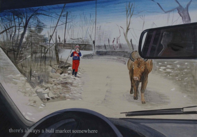 Kandl Johanna:  O.T. - There is always a bull market somewhere. 2012 Tempera-Holz