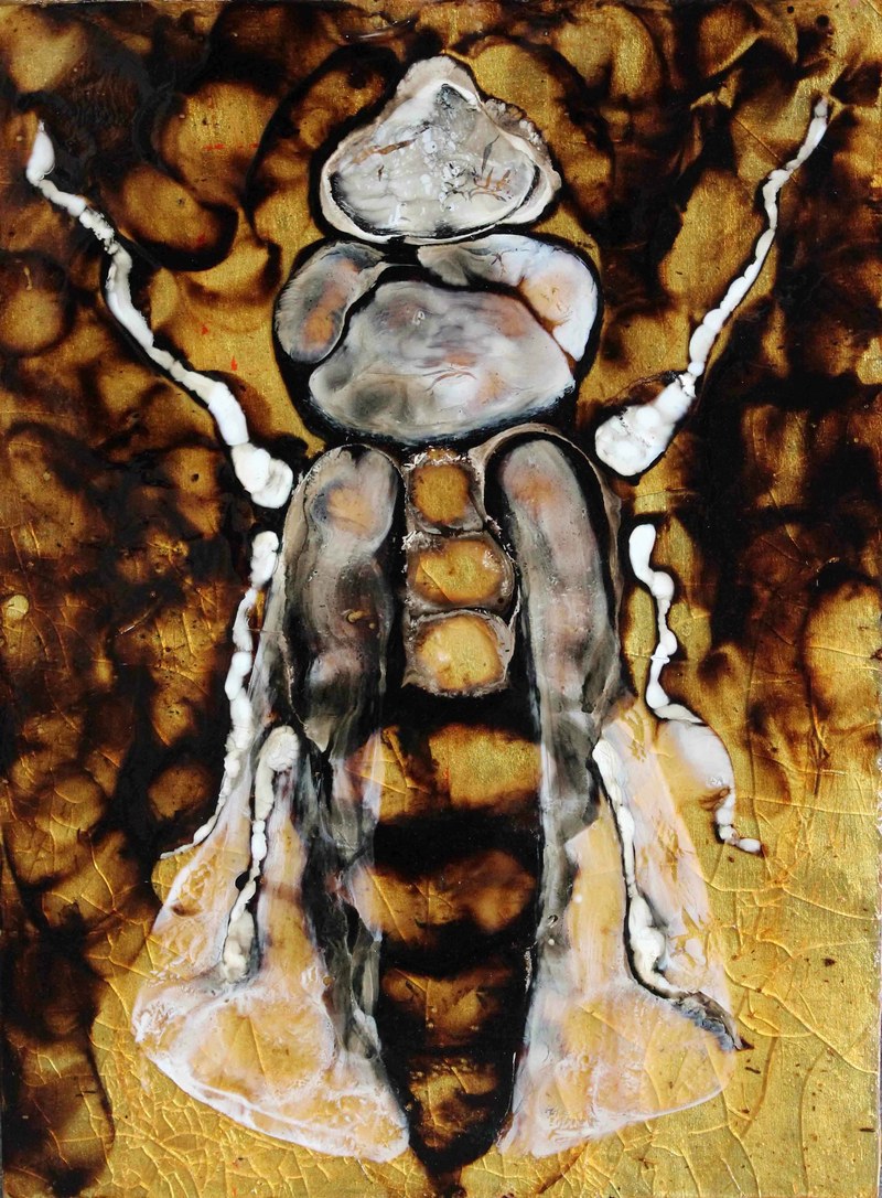 Paul Renner: "Biene", Öl und Harz auf Holz