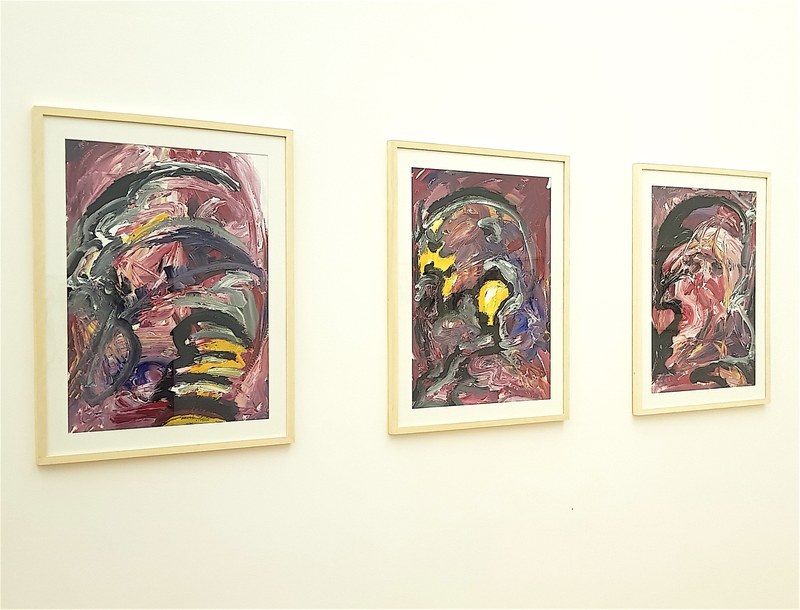 Michael Siegel: "Autonom", "Dämonen" und "Lehren". Mischtechniken auf Papier. 60 x 80 cm (Fotos: Karlheinz Pichler)