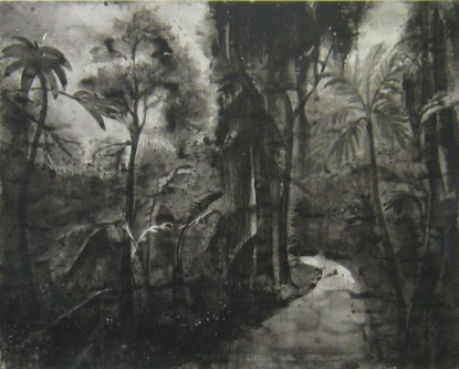 Alexandra Wacker: Lost in Paradisse. 2012, Tusche auf Papier, 150 x 190 cm