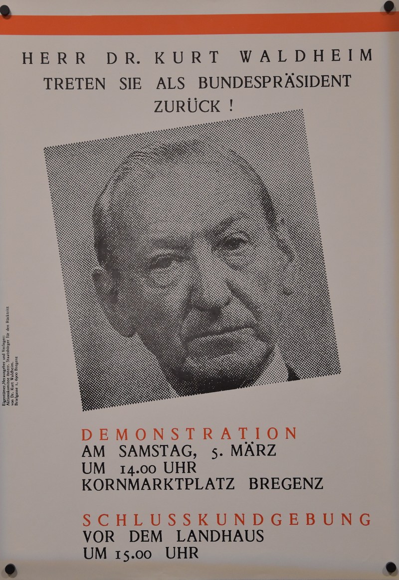 Reinhold Luger: Plakat Aktionskomitee Österreichischer Staatsbürger für den Rücktritt von Dr. Kurt Waldheim, 1986