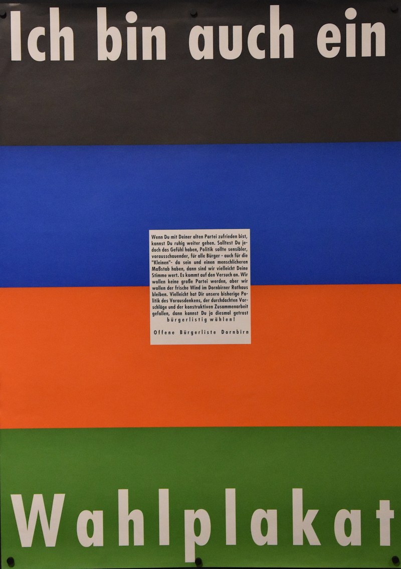 Reinhold Luger: Plakat Offene Bürgerliste Dornbirn, 1985