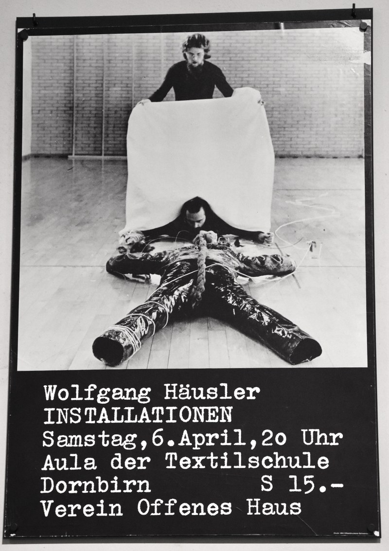 Reinhold Luger: Plakat Wolfgang Häusler, Verein Offenes Haus, Dornbirn, 1975