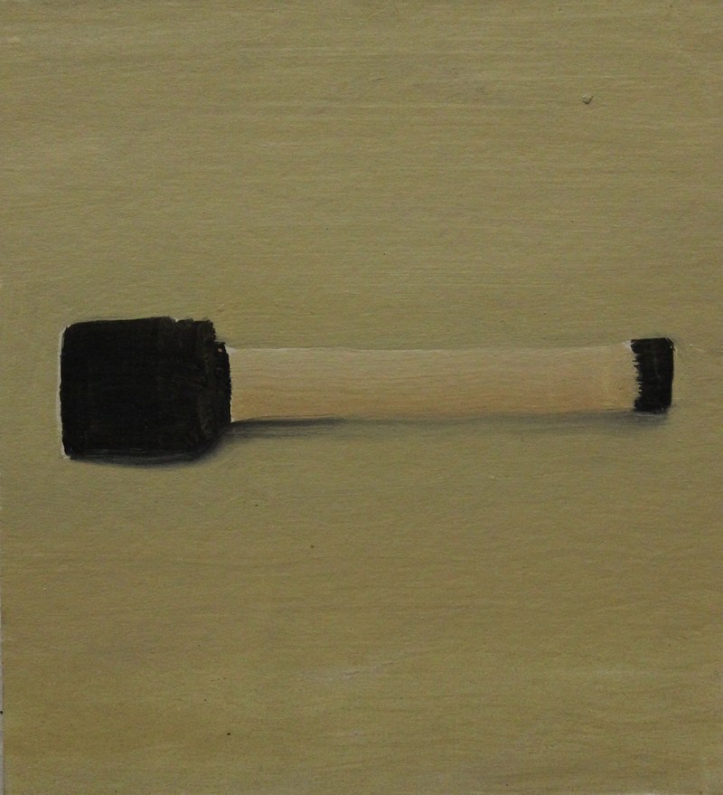 Andre Willimann: "Stielhandgranate", Öl auf Holz