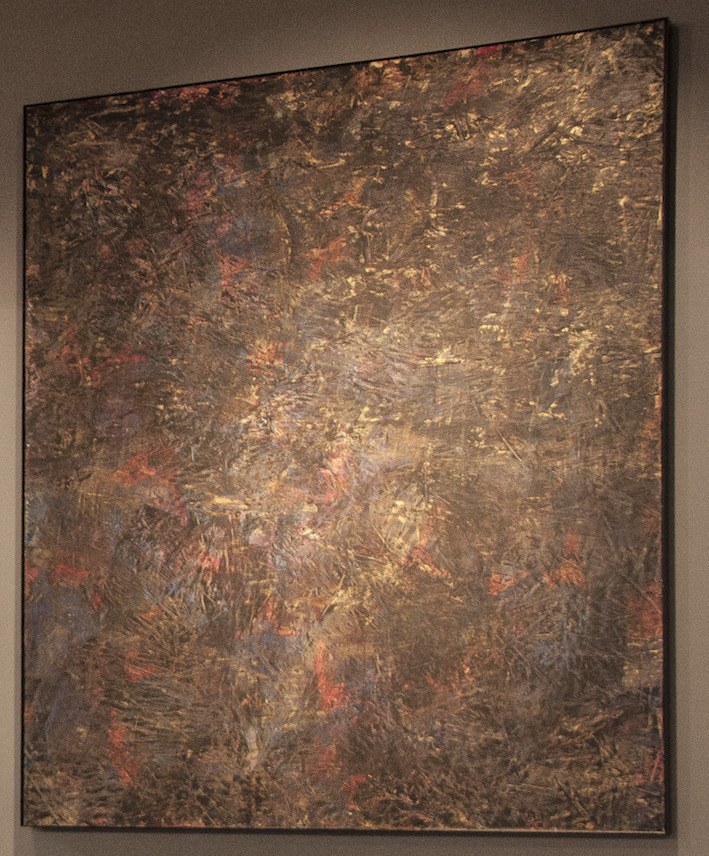 Herbert Meusburger: "Ohne Titel". Acryl und Gips auf OSB-Platte