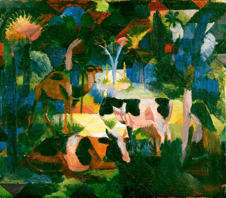 August Macke - Landschaft mit Kühen u. Kamel, 1914, Bild: Kunsthaus Zürich