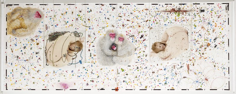 Rafet Jonuzi: "K.U.O., 981-17": Tusche u. Feder auf Fotopapier, 400x150 cm