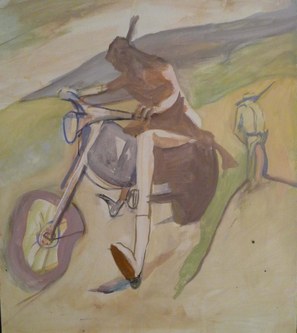 Siegfried Anzinger: Moped I. Leimfarben auf Leinwand, 2011