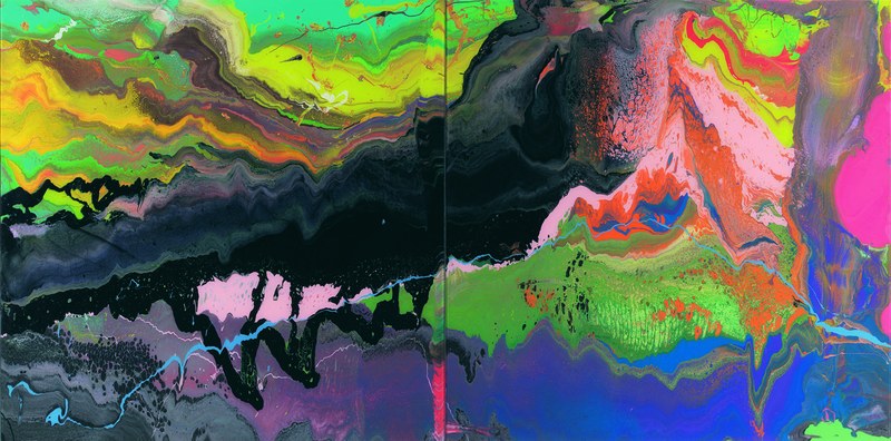 Gerhard Richter: Flow (933-3), 2013 Lack hinter Glas, auf Alu-Dibond montiert, 100 x 200 cm © Gerhard Richter, Köln 2013