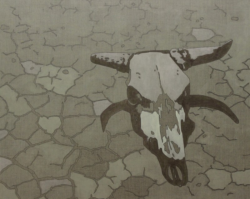 Lisa Ruyter: "Arthur Rothstein 'Dry and parched earth in the badlands of South Dakota'", 2013. Acryl auf Leinwand, 80x100 cm