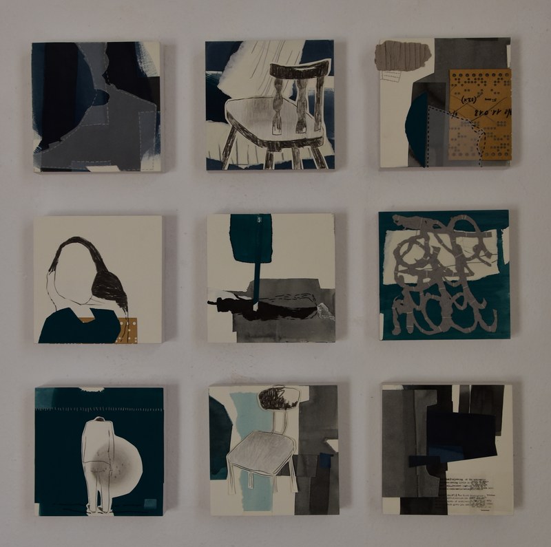 Cornelia Blum-Satler: Zwischen den Stühlen, Collagen, 2019 (Foto: Alois Galehr)