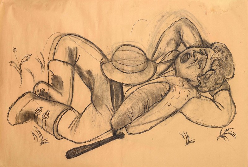 Lorenzo Scotto di Luzio: Benino, 2017, Holzkohle auf Papier