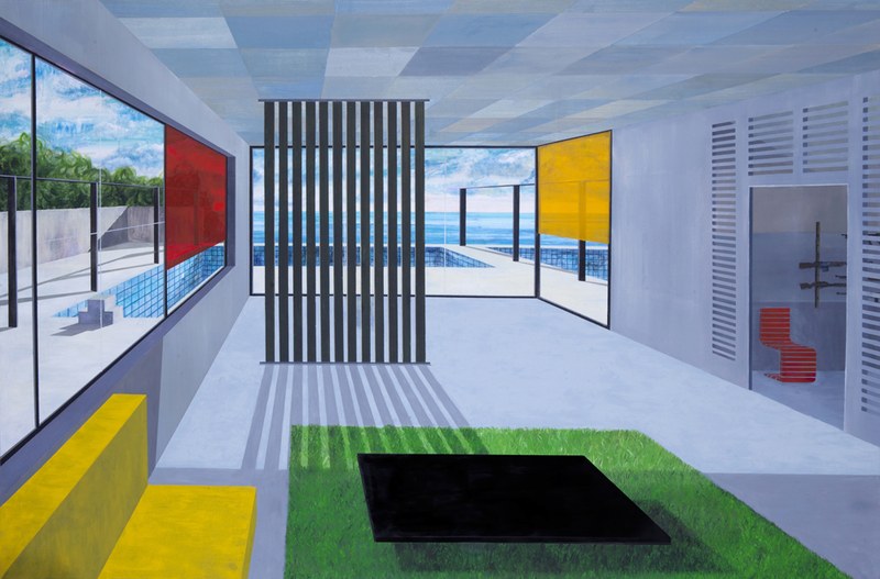 Mickaël Doucet: "Les arbres étaient peuplés doiseaux", Öl auf Leinwand,  2014 (Galerie Charron, Paris)