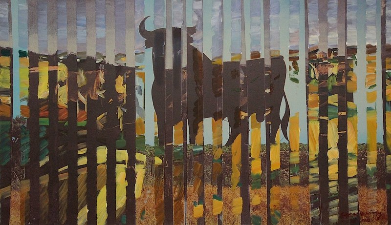 Heinz Greissing: Homage a Manolo Prieto Benitez, Öl auf Vinyl, 2012