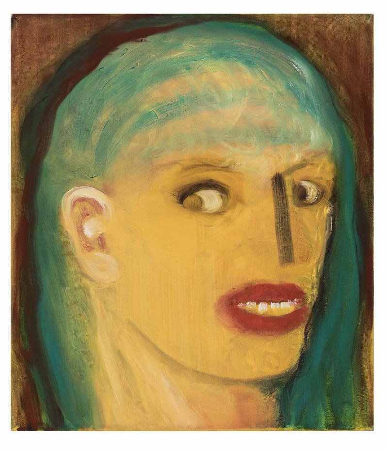 Miriam Cahn : Zähne zeigen, 2018 , Öl auf Holz, 30 x 26 cm (Foto: Markus Tretter, Kunsthaus Bregenz , Courtesy of the artist,  © Miriam Cahn)