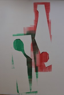 Friederike Feldmann: Ausschnitt rotgrün, Acryl auf Wand, 2022 (Foto: Karlheinz Pichler)