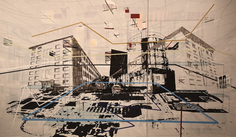 Suzana Brborovic: "Left out if construction", 2013. Acryl auf Leinwand